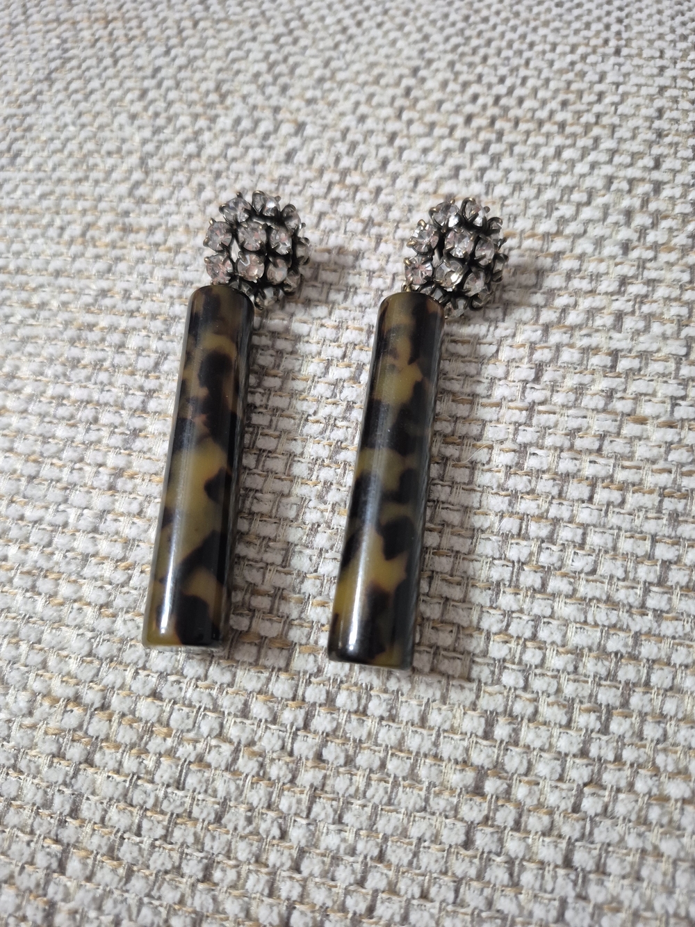 J. Crew Tortoiseshell-Pattern Crystal Drop Earrings - Brown & Black